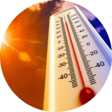 A thermometer under the summer sun