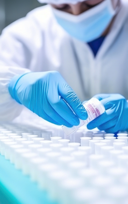 A close-up of a person holding a pill container