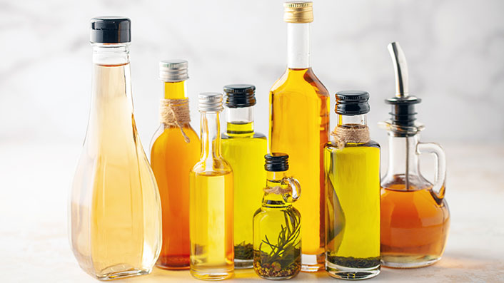 A group of bottles of oil