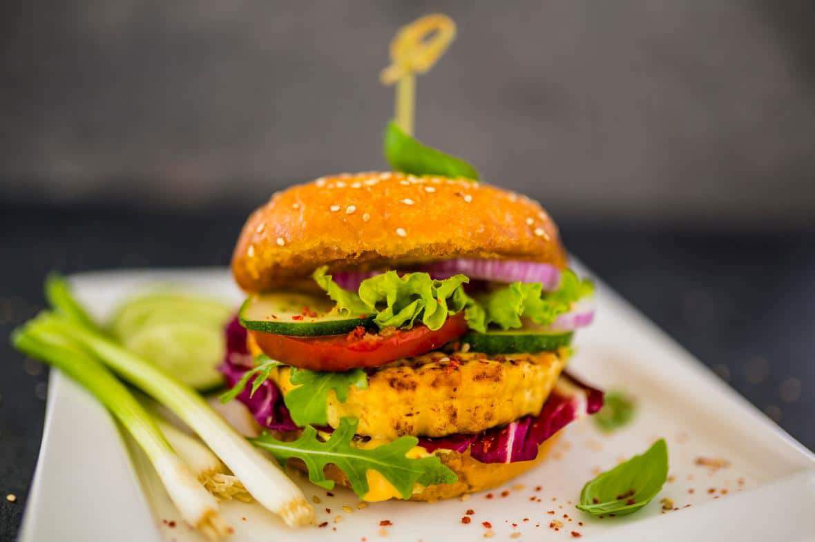 Veggie burger with celery
